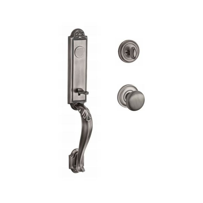 Baldwin Reserve FDELIXROUTRR152 Full Dummy Elizabeth Handleset Round Knob and Traditional Round Rose Matte Antique Nickel Finish - NA - NA