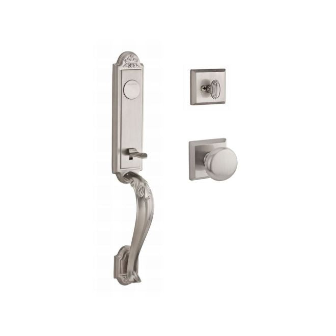 Baldwin Reserve FDELIXROUTSR150 Full Dummy Elizabeth Handleset Round Knob and Traditional Square Rose Satin Nickel Finish - NA - NA