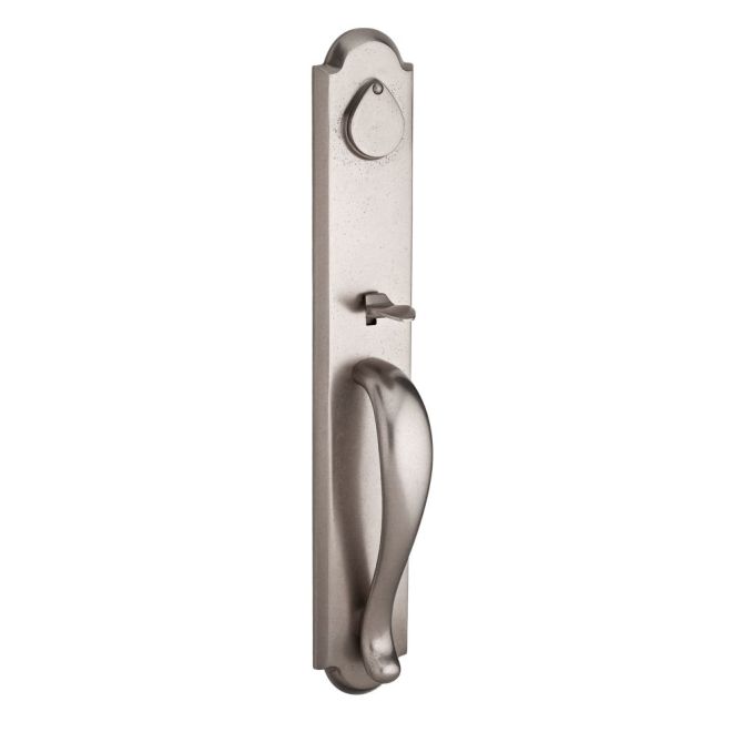 Baldwin Reserve FDELKXRUSRAR492 Full Dummy Elkhorn Handleset Rustic Knob and Rustic Arch Rose White Bronze Finish - NA - NA