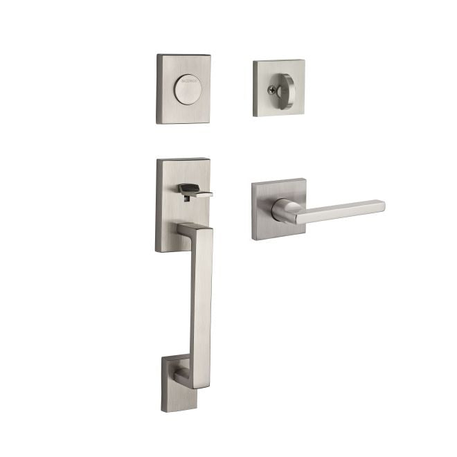Baldwin Reserve FDLAJXSQUCSR150 Full Dummy La Jolla Handleset Square Lever and Contemporary Square Rose Satin Nickel Finish - NA - NA