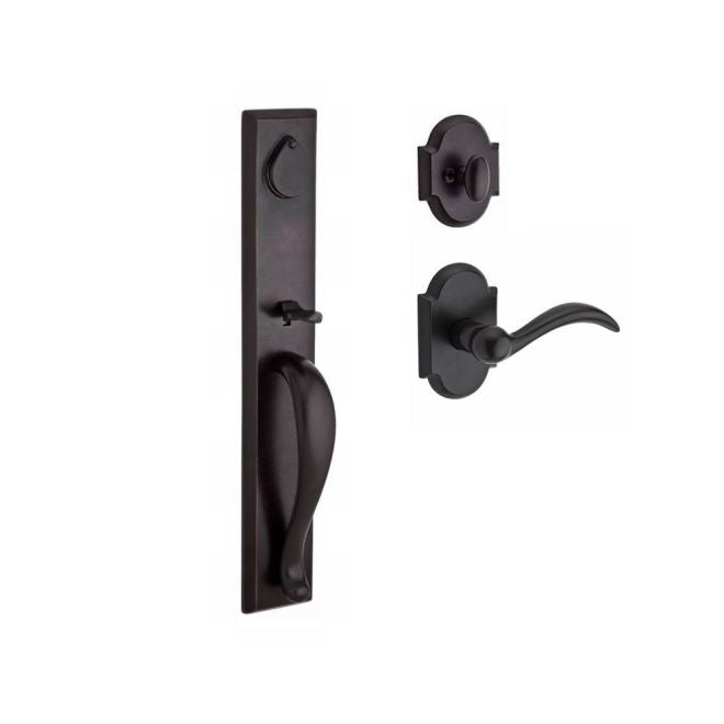 Baldwin Reserve FDLONXARCLRAR481 Full Dummy Longview Handleset Left Hand Arch Lever and Rustic Arch Rose Dark Bronze Finish - Left Hand - NA