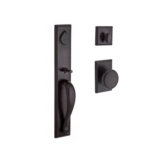 Baldwin Reserve FDLONXRUSRSR481 Full Dummy Longview Handleset Rustic Knob and Rustic Square Rose Dark Bronze Finish - NA - NA