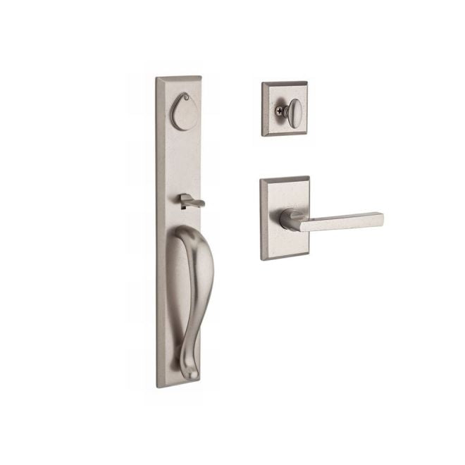 Baldwin Reserve FDLONXTAPLRSR492 Full Dummy Longview Handleset Left Hand Taper Lever and Rustic Square Rose White Bronze Finish - Left Hand - NA