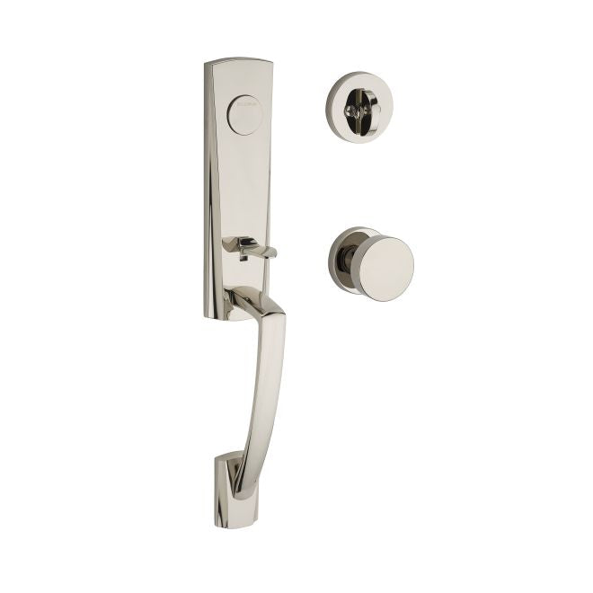 Baldwin Reserve FDMIAXCONCRR141 Full Dummy Miami Handleset with Contemporary Knob and Contemporary Round Rose Bright Nickel Finish - NA - NA
