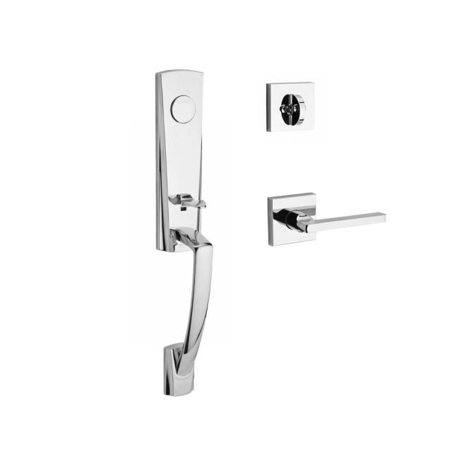 Baldwin Reserve FDMIAXSQURCSR260 Full Dummy Miami Handleset Right Hand Square Lever and Contemporary Square Rose Bright Chrome Finish - Right Hand - NA