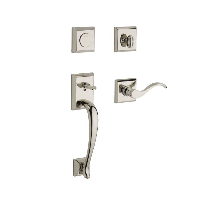 Baldwin Reserve FDNAPXCURLTSR141 Full Dummy Napa Handleset Left Hand Curve Lever and Traditional Square Rose Bright Nickel Finish - Left Hand - NA