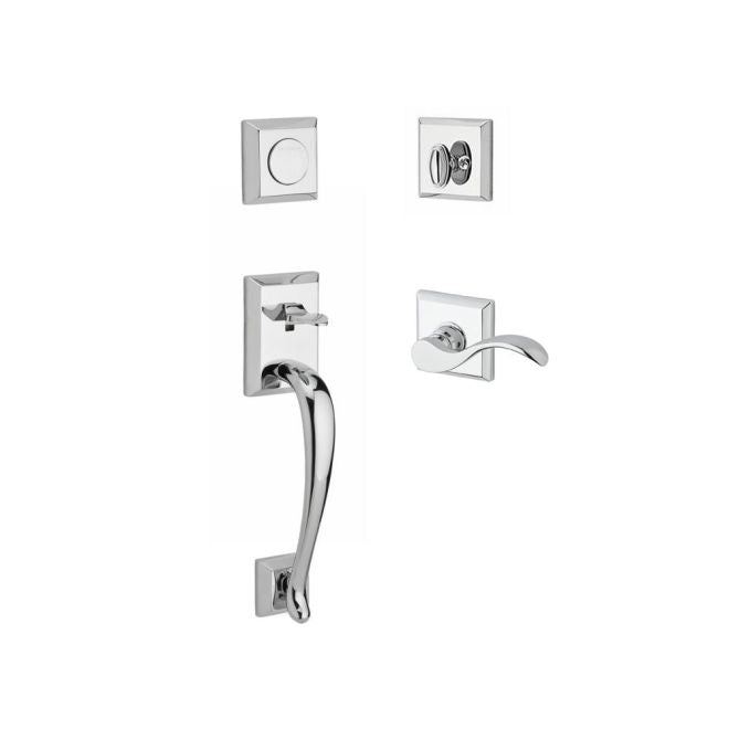 Baldwin Reserve FDNAPXCURLTSR260 Full Dummy Napa Handleset Left Hand Curve Lever and Traditional Square Rose Bright Chrome Finish - Left Hand - NA