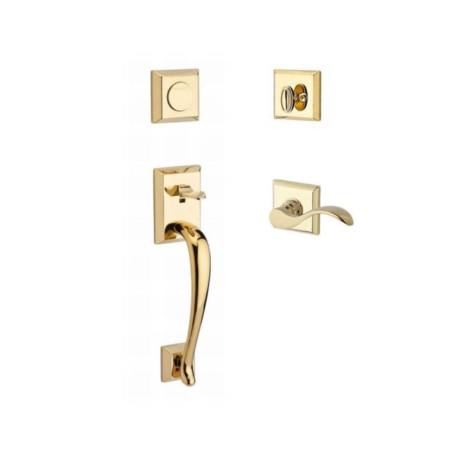 Baldwin Reserve FDNAPXCURRTSR003 Full Dummy Napa Handleset Right Hand Curve Lever and Traditional Square Rose Lifetime Brass Finish - Right Hand - NA