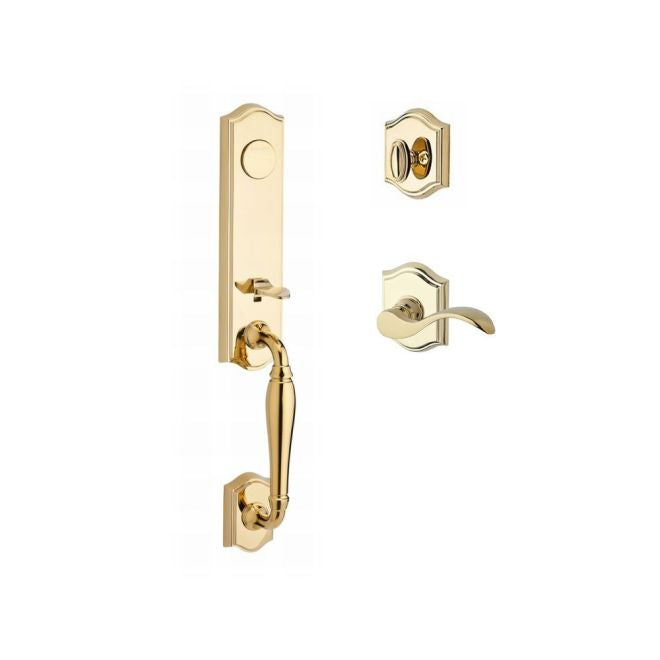 Baldwin Reserve FDNEWXCURLTAR003 Full Dummy New Hampshire Handleset Left Hand Curve Lever and Traditional Arch Rose Lifetime Brass Finish - Left Hand - NA