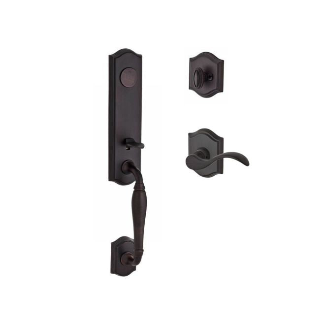 Baldwin Reserve FDNEWXCURLTAR112 Full Dummy New Hampshire Handleset Left Hand Curve Lever and Traditional Arch Rose Venetian Bronze Finish - Left Hand - NA