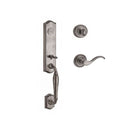 Baldwin Reserve FDNEWXCURLTRR152 Full Dummy New Hampshire Handleset Left Hand Curve Lever and Traditional Round Rose Matte Antique Nickel Finish - Left Hand - NA