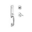 Baldwin Reserve FDNEWXCURRTAR260 Full Dummy New Hampshire Handleset Right Hand Curve Lever and Traditional Arch Rose Bright Chrome Finish - Right Hand - NA