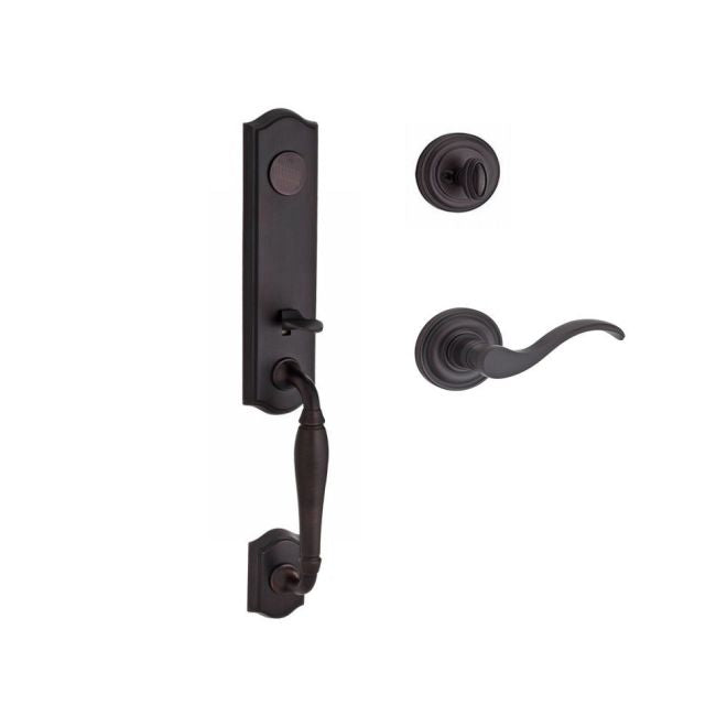 Baldwin Reserve FDNEWXCURRTRR112 Full Dummy New Hampshire Handleset Right Hand Curve Lever and Traditional Round Rose Venetian Bronze Finish - Right Hand - NA