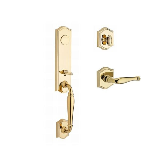 Baldwin Reserve FDNEWXDECRTAR003 Full Dummy New Hampshire Handleset Right Hand Decorative Lever and Traditional Arch Rose Lifetime Brass Finish - Right Hand - NA