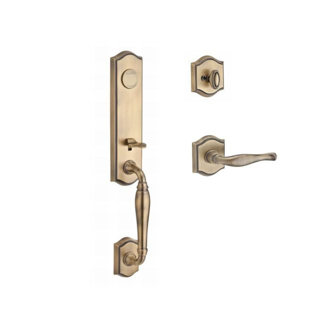 Baldwin Reserve FDNEWXDECRTAR049 Full Dummy New Hampshire Handleset Right Hand Decorative Lever and Traditional Arch Rose Matte Brass and Black Finish - Right Hand - NA