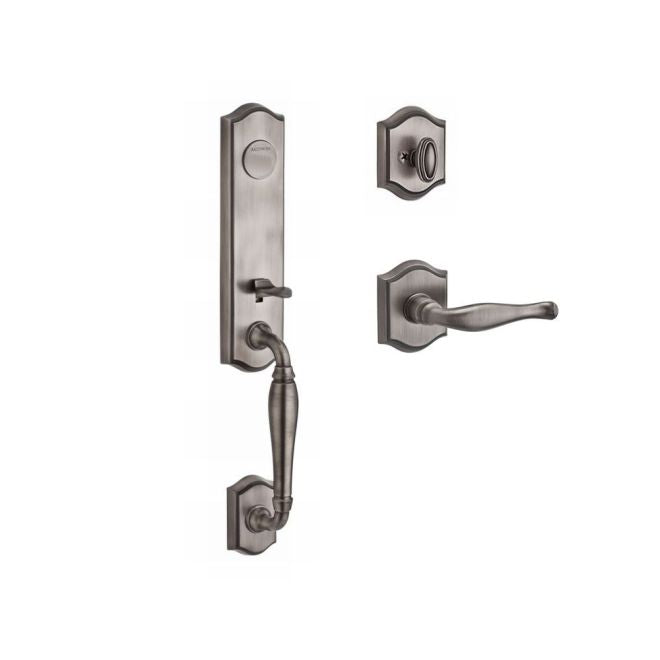 Baldwin Reserve FDNEWXDECRTAR152 Full Dummy New Hampshire Handleset Right Hand Decorative Lever and Traditional Arch Rose Matte Antique Nickel Finish - Right Hand - NA