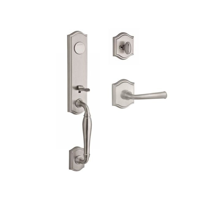 Baldwin Reserve FDNEWXFEDLTAR150 Full Dummy New Hampshire Handleset Left Hand Federal Lever and Traditional Arch Rose Satin Nickel Finish - Left Hand - NA