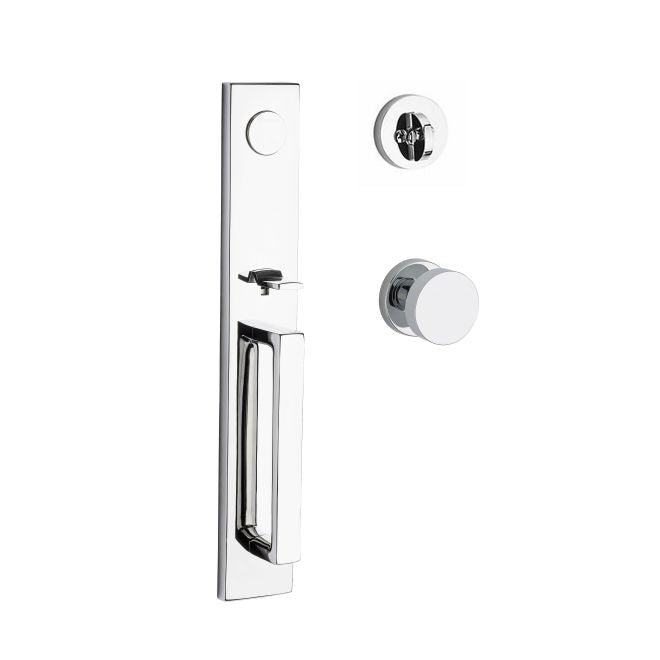 Baldwin Reserve FDSANXCONCRR260 Full Dummy Santa Cruz Handleset with Contemporary Knob and Contemporary Round Rose Bright Chrome Finish - NA - NA