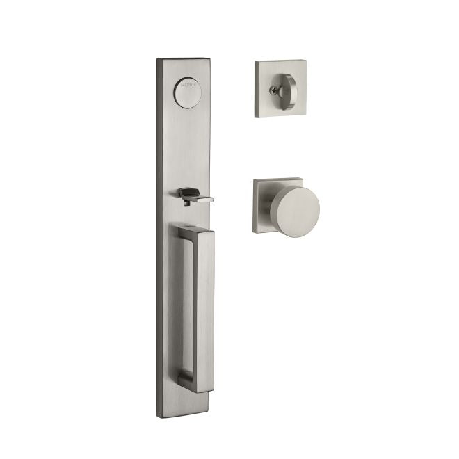 Baldwin Reserve FDSANXCONCSR150 Full Dummy Santa Cruz Handleset with Contemporary Knob and Contemporary Square Rose Satin Nickel Finish - NA - NA