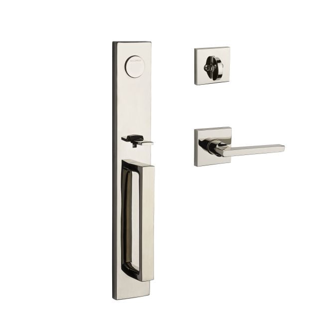 Baldwin Reserve FDSANXSQUCSR141 Full Dummy Santa Cruz Handleset with Square Lever and Contemporary Square Rose Bright Nickel Finish - NA - NA