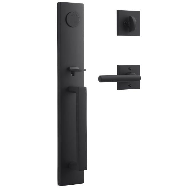 Baldwin Reserve FDSANXTUBCSR190 Full Dummy Santa Cruz Handleset with Tube Lever and Contemporary Square Rose Satin Black Finish - NA - NA
