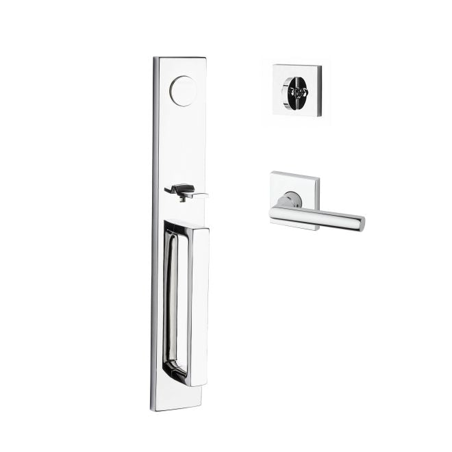 Baldwin Reserve FDSANXTUBCSR260 Full Dummy Santa Cruz Handleset with Tube Lever and Contemporary Square Rose Bright Chrome Finish - NA - NA