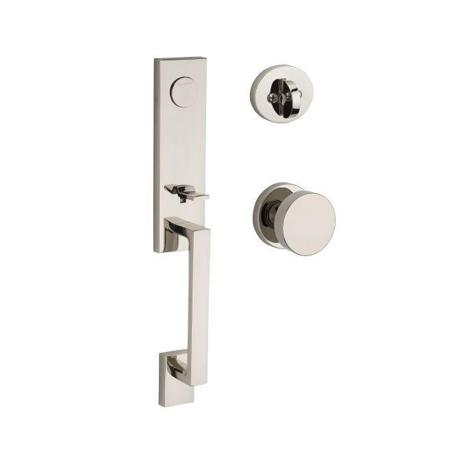 Baldwin Reserve FDSEAXCONCRR141 Full Dummy Seattle Handleset with Contemporary Knob and Contemporary Round Rose Bright Nickel Finish - NA - NA