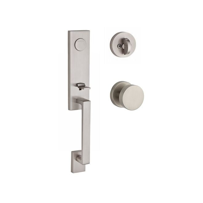 Baldwin Reserve FDSEAXCONCRR150 Full Dummy Seattle Handleset with Contemporary Knob and Contemporary Round Rose Satin Nickel Finish - NA - NA