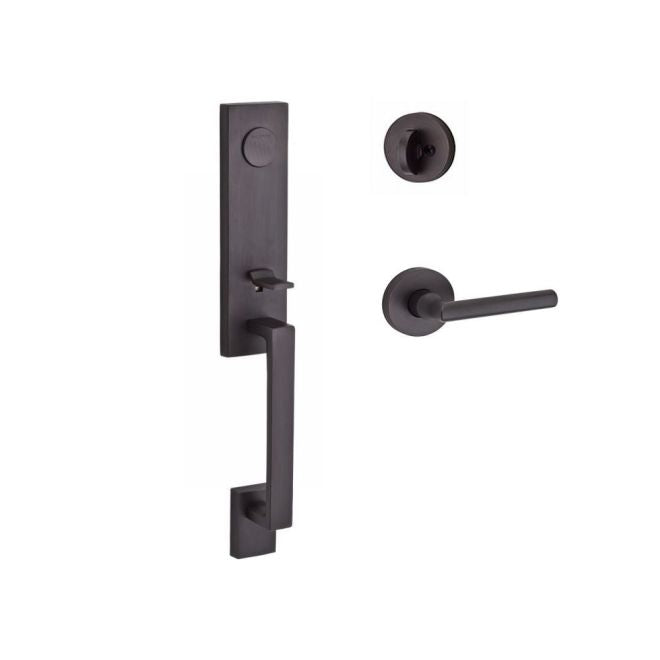 Baldwin Reserve FDSEAXTUBLCRR112 Full Dummy Seattle Handleset Left Hand Tube Lever and Contemporary Round Rose Venetian Bronze Finish - Left Hand - NA