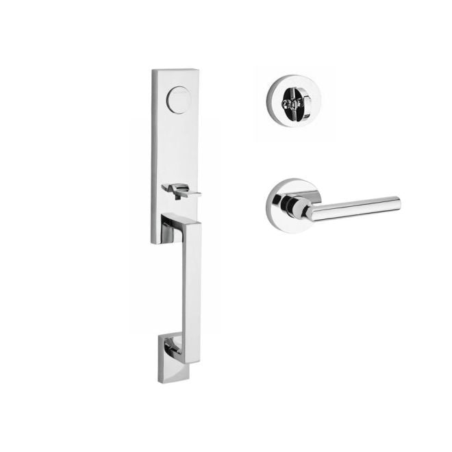 Baldwin Reserve FDSEAXTUBLCRR260 Full Dummy Seattle Handleset Left Hand Tube Lever and Contemporary Round Rose Bright Chrome Finish - Left Hand - NA