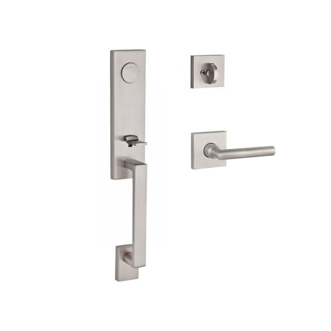 Baldwin Reserve FDSEAXTUBRCSR150 Full Dummy Seattle Handleset Right Hand Tube Lever and Contemporary Square Rose Satin Nickel Finish - Right Hand - NA