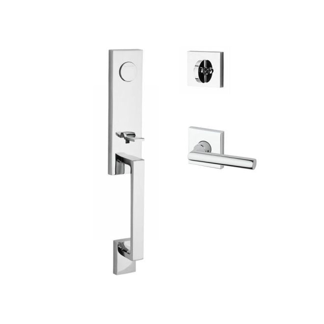 Baldwin Reserve FDSEAXTUBRCSR260 Full Dummy Seattle Handleset Right Hand Tube Lever and Contemporary Square Rose Bright Chrome Finish - Right Hand - NA