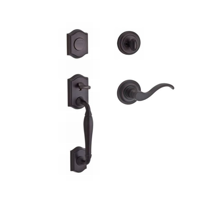 Baldwin Reserve FDWESXCURLTRR112 Full Dummy Westcliff Handleset Left Hand Curve Lever and Traditional Round Rose Venetian Bronze Finish - Left Hand - NA