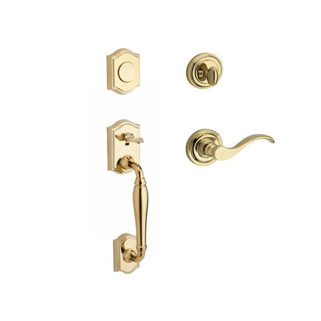 Baldwin Reserve FDWESXCURRTRR003 Full Dummy Westcliff Handleset Right Hand Curve Lever and Traditional Round Rose Lifetime Brass Finish - Right Hand - NA