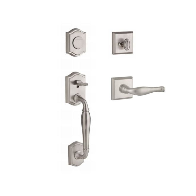 Baldwin Reserve FDWESXDECRTSR150 Full Dummy Westcliff Handleset Right Hand Decorative Lever and Traditional Square Rose Satin Nickel Finish - Right Hand - NA