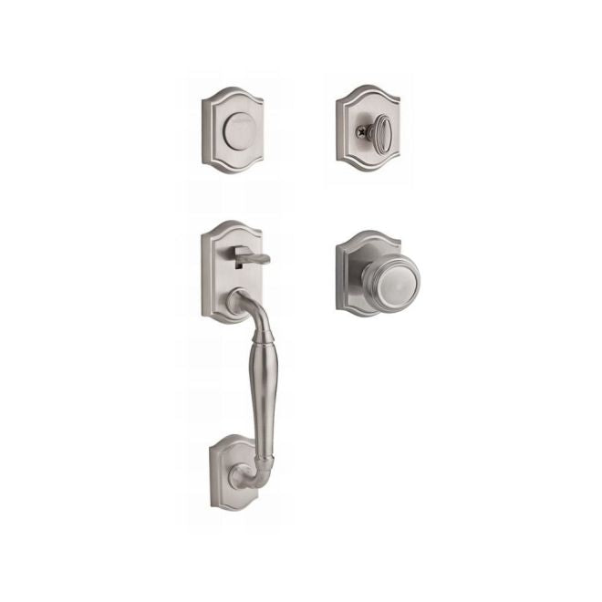 Baldwin Reserve FDWESXTRATAR150 Full Dummy Westcliff Handleset Traditional Knob and Traditional Arch Rose Satin Nickel Finish - NA - NA