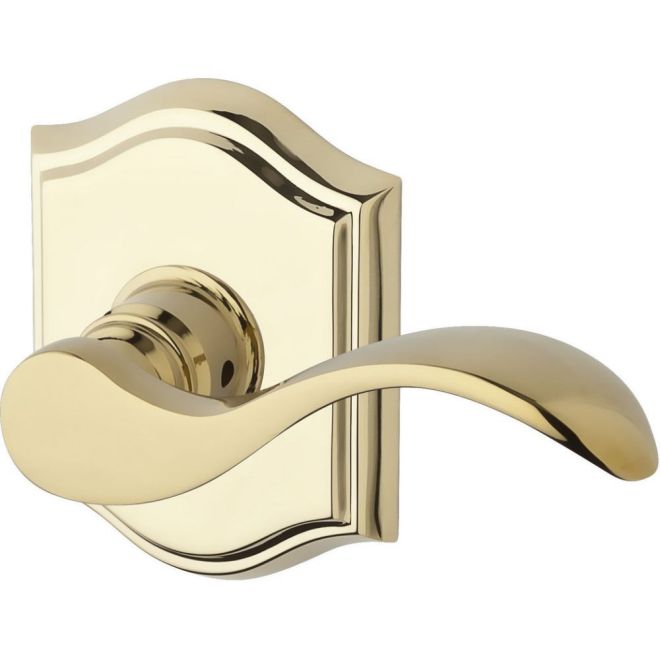 Baldwin Reserve HDCURLTAR003 Half Dummy Left Hand Curve Lever and Traditional Arch Rose Lifetime Brass Finish - Left Hand - Brass