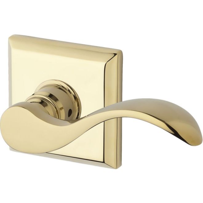 Baldwin Reserve HDCURLTSR003 Half Dummy Left Hand Curve Lever and Traditional Square Rose Lifetime Brass Finish - Left Hand - Brass