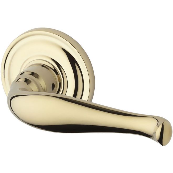 Baldwin Reserve HDDECLTRR003 Half Dummy Left Hand Decorative Lever and Traditional Round Rose Lifetime Brass Finish - Left Hand - Brass