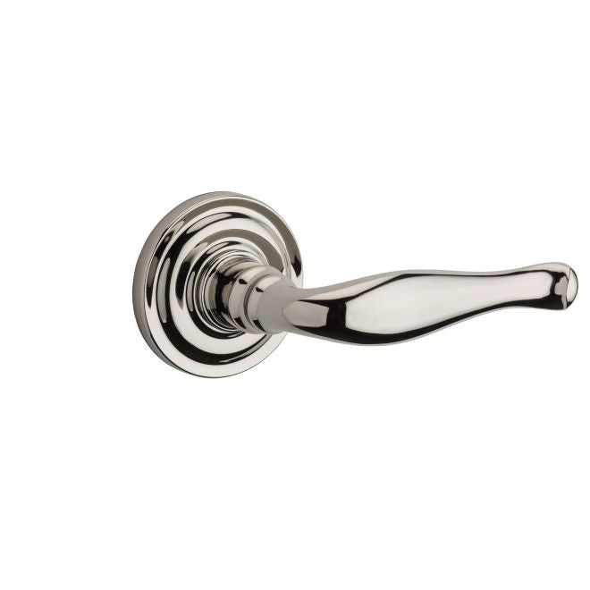 Baldwin Reserve HDDECLTRR141 Half Dummy Left Hand Decorative Lever and Traditional Round Rose Bright Nickel Finish - Left Hand - Brass