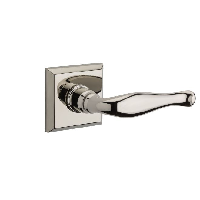 Baldwin Reserve HDDECLTSR141 Half Dummy Left Hand Decorative Lever and Traditional Square Rose Bright Nickel Finish - Left Hand - Brass