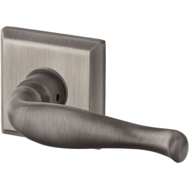 Baldwin Reserve HDDECLTSR152 Half Dummy Left Hand Decorative Lever and Traditional Square Rose Matte Antique Nickel Finish - Left Hand - Brass