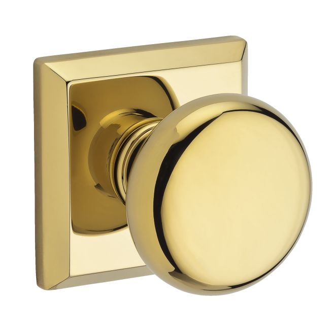 Baldwin Reserve HDROUTSR003 Half Dummy Round Knob and Traditional Square Rose Lifetime Brass Finish - Lifetime Brass - Brass
