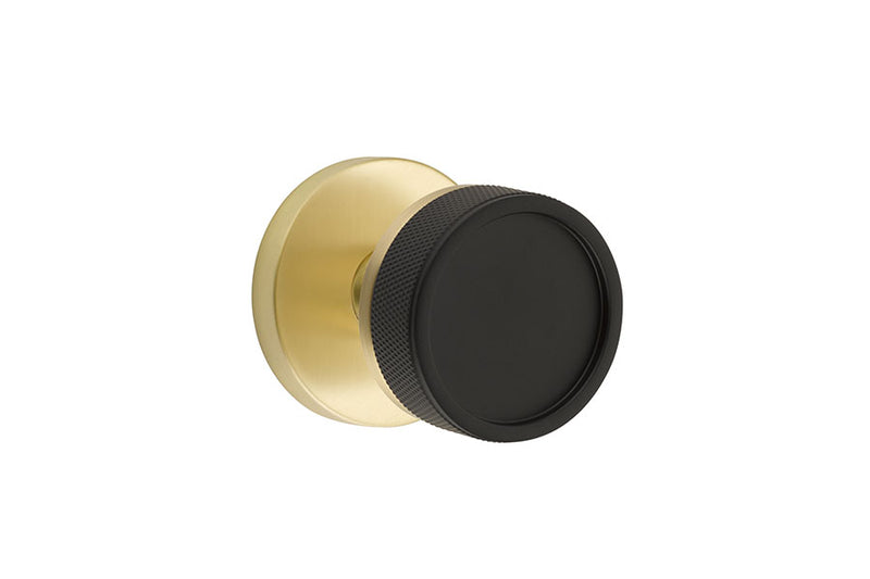 Emtek Select, Conical Knurled Knob, Disk Rosette Concealed Screws