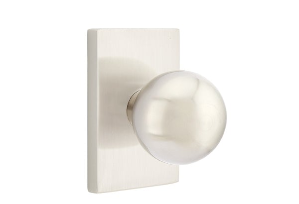 Emtek Orb Knob Concealed Fastener with Modern Rectangular Rosette