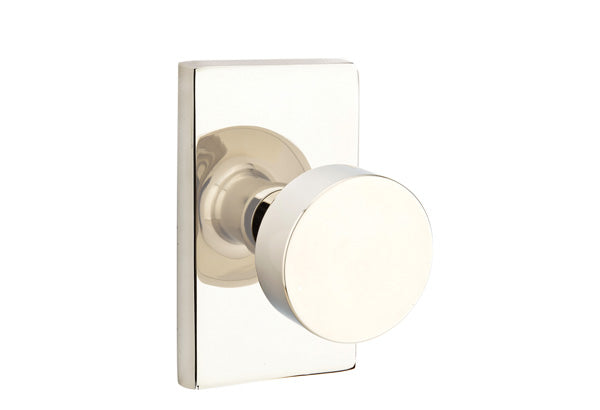 EMTEK  Round Knob with Modern Rectangular Rosette