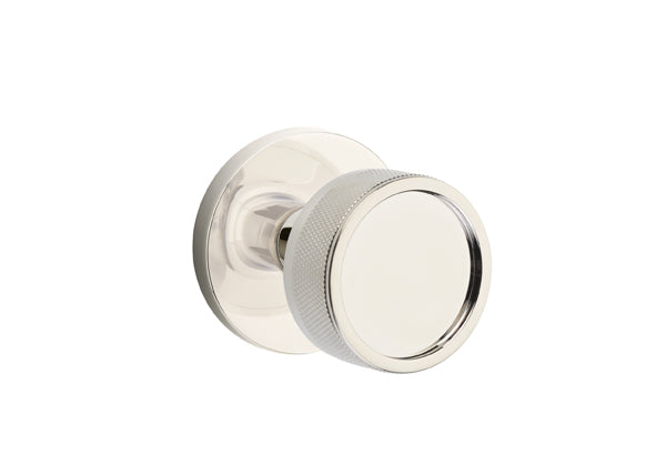 Emtek Select, Conical Knurled Knob, Disk Rosette Concealed Screws