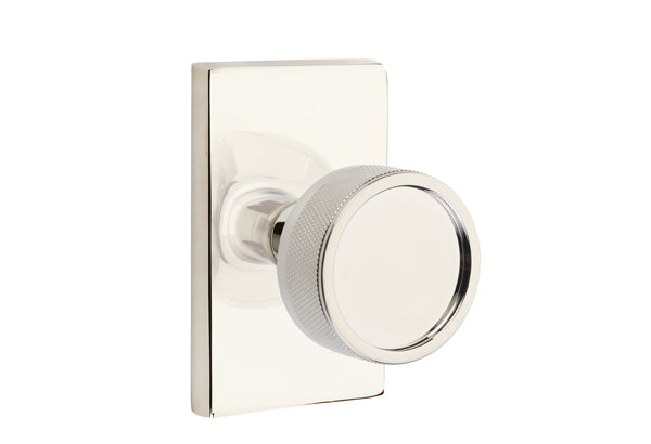 Emtek Select, Conical Knurled Knob, Modern Rectangular Rosette Concealed Screws