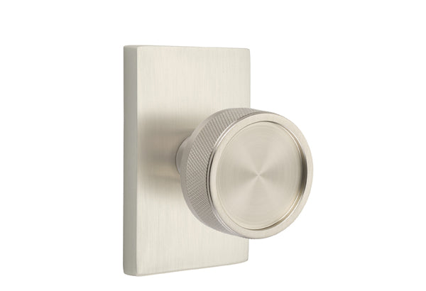 Emtek Select, Conical Knurled Knob, Modern Rectangular Rosette Concealed Screws