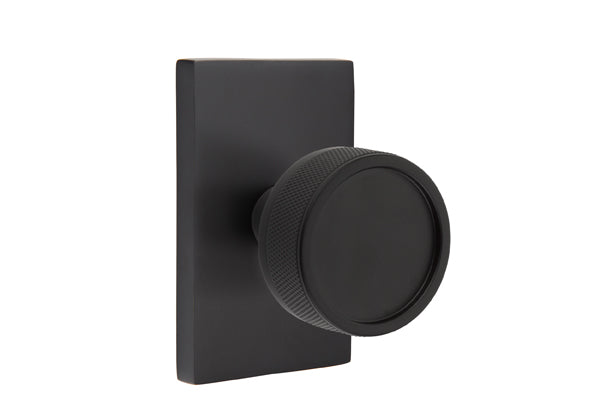 Emtek Select, Conical Knurled Knob, Modern Rectangular Rosette Concealed Screws
